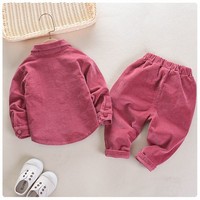 Ensemble Printemps pour Bébés et Enfants Garçons Filles de Haute Qualité, Vêtements Doux au Toucher, Chemise en Coton Côtelé 2 Pièces Pas Cher