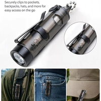 Mini lampe torche LED rechargeable à 7 modes, lampe torche à clip pour clé avec lumière UV, lampe torche de poche EDC, type C USB, étanche IPX4