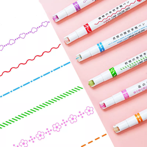 6 Con Lăn Hai Đầu Bút Đường Cong Màu Mảnh Hai Mặt Để Viết Nhật Ký Vẽ Sổ Lưu Niệm Bộ Bút Đánh Dấu Đường Cong - Product Image 5