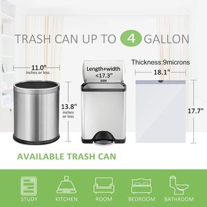 Huamaohengchun Bolsas de Basura Pequeñas con Cordón de 4 Galones, Forros para Cestas de Basura, Sin Perfume, Forros para Contenedores de Basura de Baño - Product Image 6