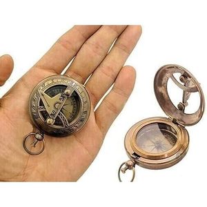 Brújula de Latón con Reloj Solar, Brújula de Bolsillo Portátil para Senderismo, Camping, Viajes, Regalo Náutico para Hombres - Product Image 1