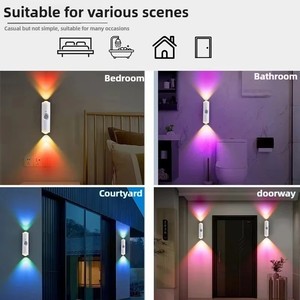 Lampe murale intelligente RGB à double tête avec détecteur de mouvement, veilleuse magnétique rechargeable, projecteur pour chambre, placard, jardin, décoration de pièce - Product Image 3
