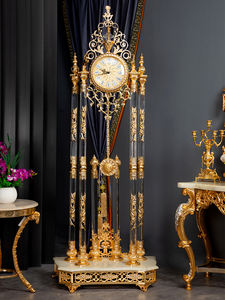 Orologio da Terra di Lusso Francese Dorato, Orologio a Pendolo in Stile Antico, Orologio da Terra Classico con Cristalli - Product Image 3