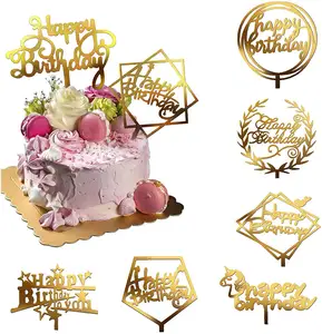 Giáng Sinh Chúc Mừng Sinh Nhật Bánh Topper Acrylic Vàng Bạc Thư Bánh Toppers Wedding Party Decor Nguồn Cung Cấp Cupcake Toppers