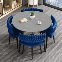 Table à manger minimaliste en MDF avec 4 chaises en tissu, mobilier moderne pour restaurant, hôtel, centre commercial, appartement, avec ensembles de chaises - Vente chaude