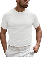 T-shirt décontracté pour homme, extensible, à manches courtes, en maille, coupe ajustée, col rond, pull-over, haut basique uni