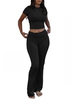 T-shirt court moulant pour femme en tissu extensible de qualité supérieure, style streetwear décontracté à manches courtes - Vente en gros