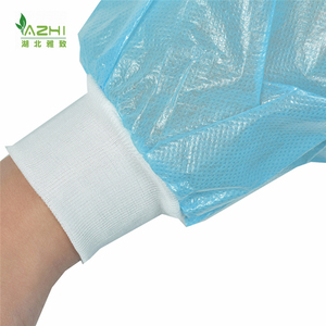 Vestidos no tejidos impermeables recubiertos de PE Puños de punto de manga larga Fabricante directo PP + PE Bata de aislamiento desechable - Product Image 4