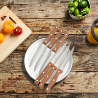 Ensemble de 6 couteaux à steak en plastique PP avec manche recouvert, lames dentelées, vente en gros, logo personnalisé, prix le plus avantageux