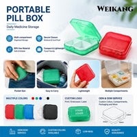 Boîte à pilules portable avec logo croix, 4 ou 6 compartiments, étui de rangement de médicaments de voyage, étui à pilules de poche, conteneur de vitamines avec logo personnalisé