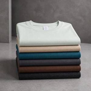 Camiseta de Manga Corta para Hombre, Cuello Redondo, 100% Algodón, Tejido de Punto, 300g, Transpirable, Lisa, de Color Sólido, Corte Regular, Informal - Product Image 2