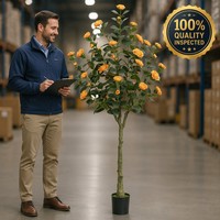 Árbol de Camelia Artificial en Maceta, Árbol Topiario de Flores Multicolores para Decoración de Interiores de Casa, Hotel y Vestíbulo, Venta al por Mayor