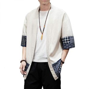 Teyanike — Cardigan léger à sept manches pour hommes, <span class=keywords><strong>veste</strong></span> <span class=keywords><strong>Kimono</strong></span> décontractée, Style <span class=keywords><strong>japonais</strong></span>, avec grue volante, ouvert sur le devant - Product Image 1