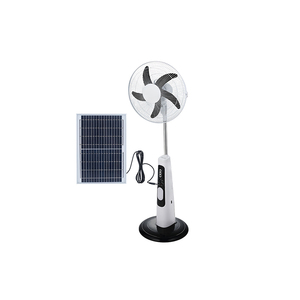 Solaire AC DC 12V avec lampe LED Ventilateur de charge à 5 pales Rechargeable électrique avec panneau et support de batterie Ventilateur solaire au sol - Product Image 1