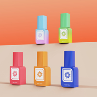 Flacon en verre carré vide pour cosmétiques de 6 ml et 10 ml pour vernis à ongles, gel, laque, emballage avec bouchon coloré