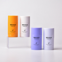 Vente en gros de récipient de bâton de déodorant en plastique vide de couleur bleu gris de 100ml 200ml avec bouchon à vis bouteille de crème solaire de forme ronde