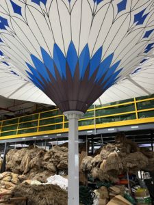 Nouveau design rond tulipe ligne de jardin piscine parapluie électrique résistant aux UV avec LED <span class=keywords><strong>Parasol</strong></span> cadre en aluminium polyester voile matériel - Product Image 5