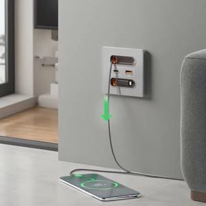 ปลั๊กติดผนังอเนกประสงค์ สายเคเบิลแบบยืดหดได้ ช่องเสียบชาร์จเร็ว PD - Product Image 1