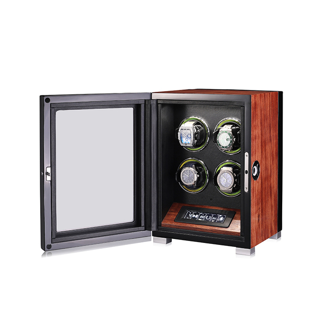 Eduin Four Slot Watches Automatic Quad Watch Winder with LCD Touch Control Finger Print Lock Remote