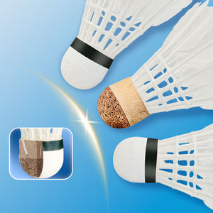 Индивидуальные оптовые воланы для бадминтона Ji Guan из натурального пера — легкие, с головкой из пробки и прямым пером, высокая износостойкость - Product Image 6