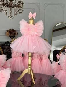 Abiti <span class=keywords><strong>da</strong></span> <span class=keywords><strong>Damigella</strong></span> Personalizzati con Applicazioni Floreali per Matrimoni, Lunghezza al Ginocchio con Fiocco in Tulle - Product Image 3