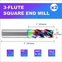 Fraise à queue Ruimeng 1/2" en carbure de tungstène, fraise à 3 dents, revêtement DLC, haute vitesse d'alimentation, type U, pour CNC