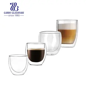 Tasses en verre à <span class=keywords><strong>double</strong></span> <span class=keywords><strong>paroi</strong></span> classique en forme d'œuf 100ml 130ml 170ml petite taille lunettes à expresso isolées café thé <span class=keywords><strong>verres</strong></span> à boire - Product Image 1