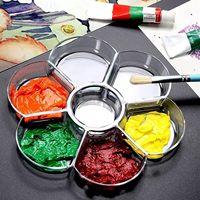 Palette de peinture transparente en forme de fleur à 7 compartiments, 17 cm, pour aquarelle, acrylique, huile, gouache, peinture d'artiste - Vente en gros