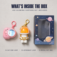 Porte-clés LED miniatures personnalisés lumineux, motifs dessin animé, astronaute, patte de chat, anneaux lumineux, breloques lumineuses pour sacs, cadeaux d'anniversaire pour enfants, vente en gros