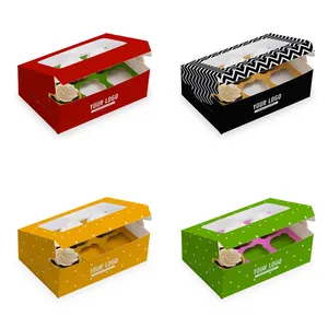 Wholesale White Bakery Pastry box with window Pastry Containers Cookie Dessert box Packaging for Cake Pies Donut Macaron