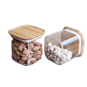 Frascos <span class=keywords><strong>de</strong></span> vidrio <span class=keywords><strong>de</strong></span> borosilicato con tapa <span class=keywords><strong>de</strong></span> bambú, protección ambiental, almacenamiento <span class=keywords><strong>de</strong></span> vidrio cuadrado - Product Image 3