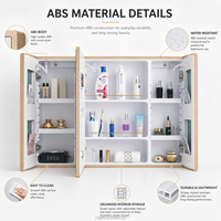 Kingstin Armario espejo de baño ABS duradero, 3 puertas, montaje mural y tamaño a medida para hoteles, 8+ años OEM