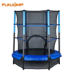 Funjump重型框架圆形55英寸儿童蹦床，带防护网和安全垫