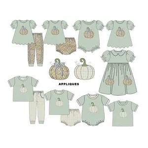 Puresun mới nhất Halloween trẻ em quần áo lớn bí ngô appliques trẻ em Boutique quần áo Jogger quần bé gái quần áo