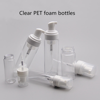 Bouteille de pompe à mousse en plastique vide 50ml 80ml 100ml 150ml 200ml bouteille PET blanche transparente avec pompe à mousse pour emballage cosmétique