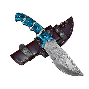 Couteaux de chasse en acier Damas sur mesure de qualité supérieure, service OEM, couteaux de chasse en acier Damas pur avec étui en cuir - Product Image 1