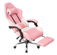 Chaise de jeu inclinable en PVC rose avec repose-pieds rétractable et réglable en hauteur, vente en gros d'usine, approvisionnement en vrac