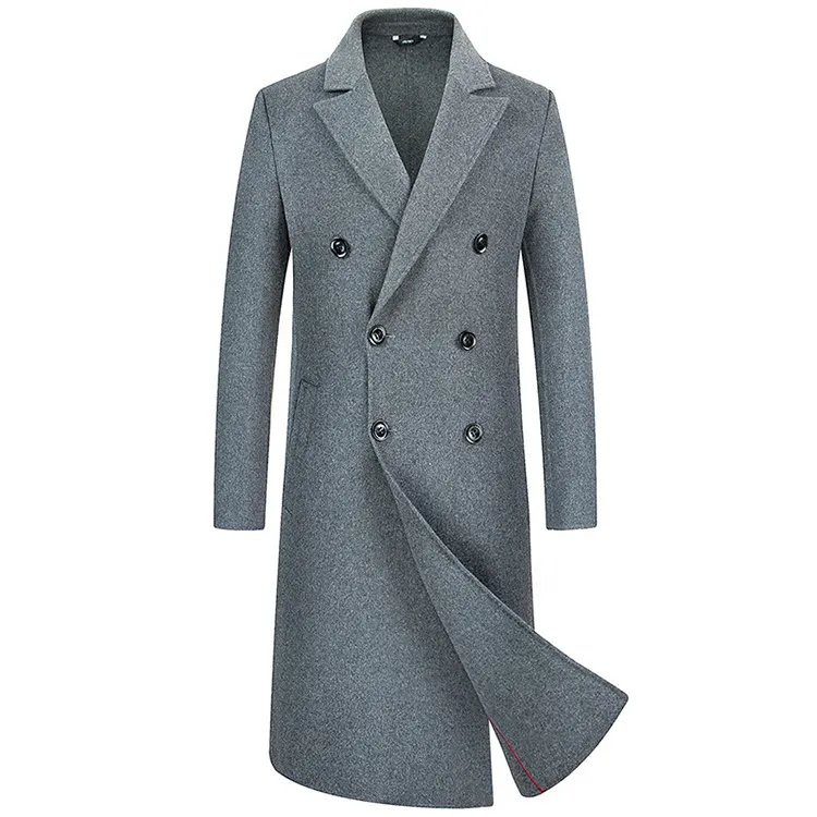 70%wool 30%polyester Men's Coat Wool Blend Long Jacket Double Winter Coat for Men