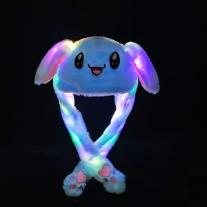 4750 Nieuwe 9 Kleuren Leuke Springen Konijn Cap Vrouwen Mode Oor Moving Led Bunny Hoed Groothandel Christmas Party Hat