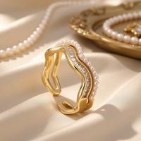 Bague pour femme en laiton plaqué or 14 carats, de forme géométrique luxueuse, attrape-regard, cadeau tendance pour fêtes et bals de promo