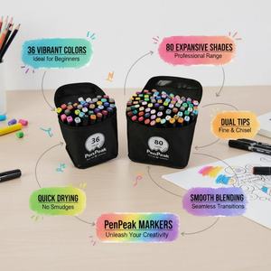 डबल टच अल्कोहल मार्कर 168 स्कूल ड्राइंग आपूर्ति और कलात्मक डिजाइन परियोजनाओं के लिए गर्म बिक्री - Product Image 2