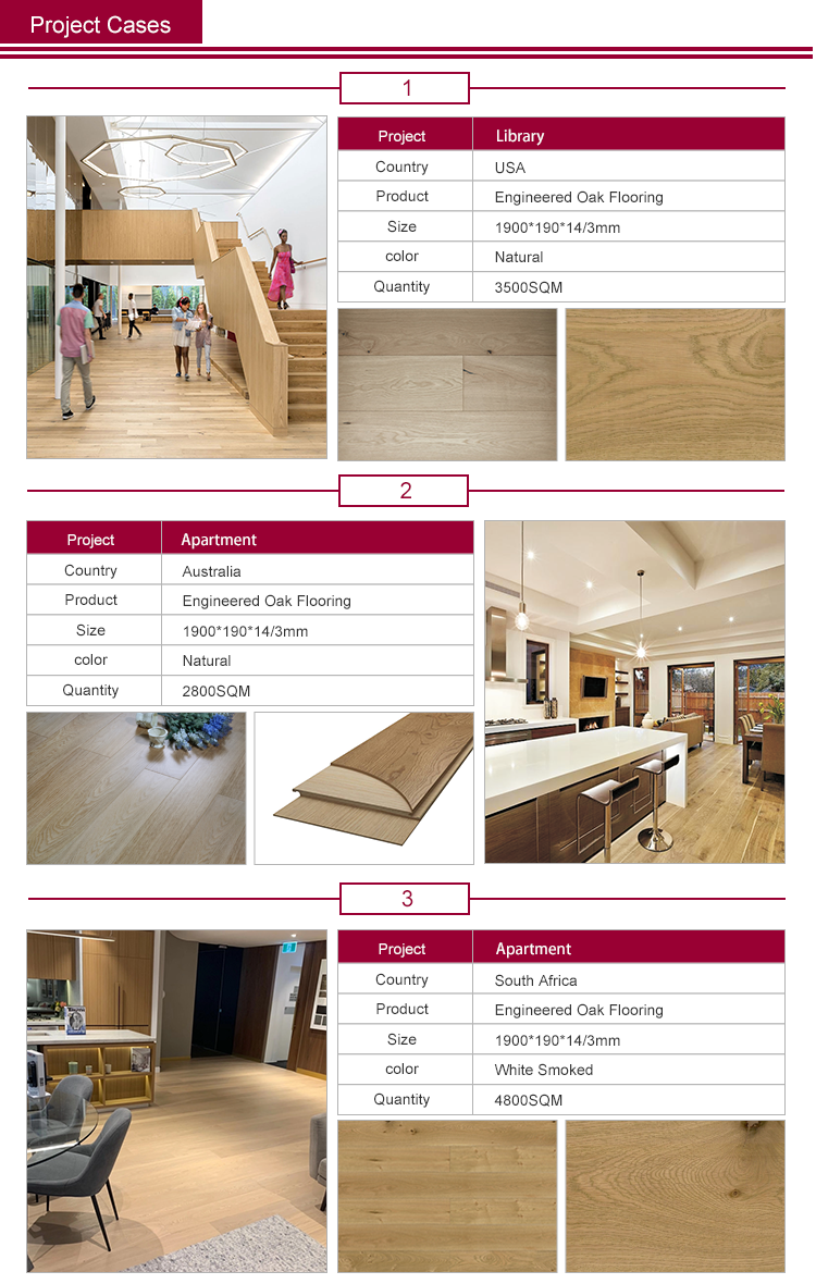 Engineered Oak Floor Hardwood Gradient Gray Commercial Home Decor Wood Flooring