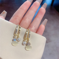 Boucles d'oreilles créoles perle goutte gourde breloque boucle d'oreille fille or diamant boucle d'oreille mode mariage cadeau fête bijoux femmes