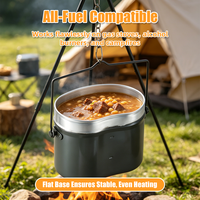 Boîte à lunch chauffable au feu ouvert pour l'extérieur, kit de cuisine léger en aluminium pour la survie en bushcraft