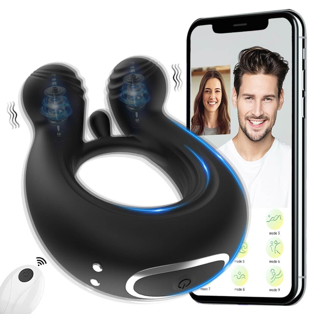Waterproof Silicone Delay Ejaculation Male Penis Vibrator Lock Rings APP Remote Control Vibrating Cock Ring for Men Erection
