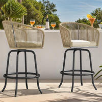Chaise de bar pivotante en rotin PE résistant aux intempéries pour extérieur, bistrot, patio, café, jardin
