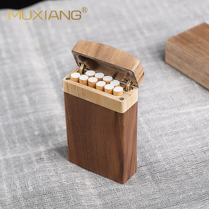 Woody Scent Black Walnut Wood Cigarette Case Rectangular Flip Top Handmade Solid Wood Storage Box - Product Image 4