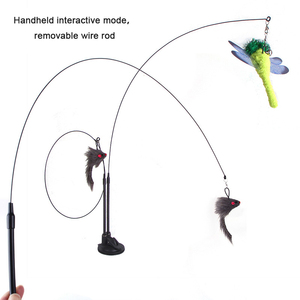Juguete Interactivo para Gatos al por Mayor, Pluma Desmontable de Repuesto, Varita de Acero con Forma de <span class=keywords><strong>Mariposa</strong></span> y Ventosa - Product Image 2