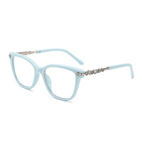 Gafas de lectura de diseñador de lujo para mujer, montura de PC blanca elegante, lentes ópticas de diamante, gafas protectoras con diamantes de imitación de cristal
