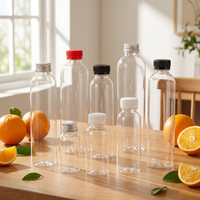 Bouteille de Jus en Plastique PET Jetable et Bouteille d'Enzyme en PET de 100ml, 200ml, 250ml, 300ml, 500ml Avec Couvercle Noir